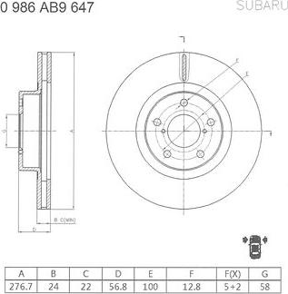 BOSCH 0 986 AB9 647 - Əyləc Diski furqanavto.az