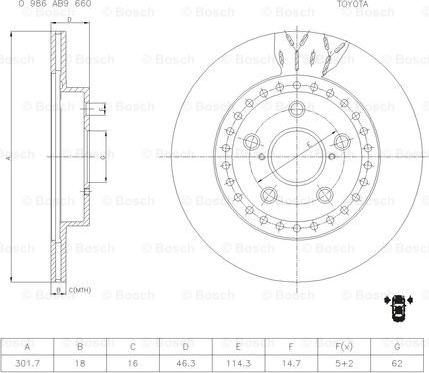 BOSCH 0 986 AB9 660 - Əyləc Diski furqanavto.az