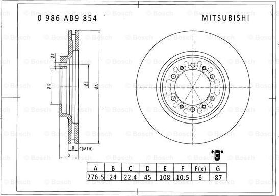 BOSCH 0 986 AB9 854 - Əyləc Diski furqanavto.az