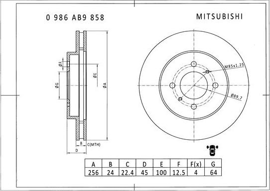 BOSCH 0 986 AB9 858 - Əyləc Diski furqanavto.az