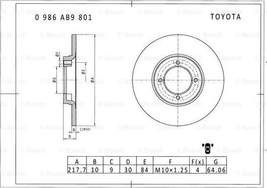 BOSCH 0 986 AB9 801 - Əyləc Diski furqanavto.az