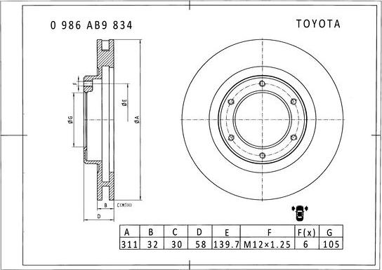 BOSCH 0 986 AB9 834 - Əyləc Diski furqanavto.az