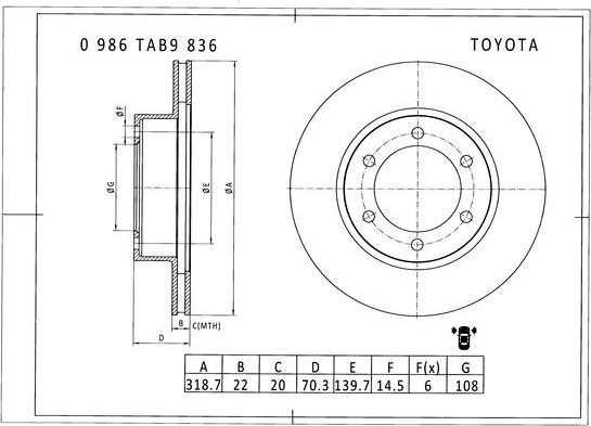 BOSCH 0 986 AB9 836 - Əyləc Diski furqanavto.az