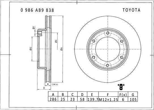 BOSCH 0 986 AB9 838 - Əyləc Diski furqanavto.az