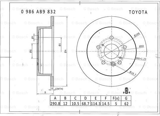 BOSCH 0 986 AB9 832 - Əyləc Diski furqanavto.az