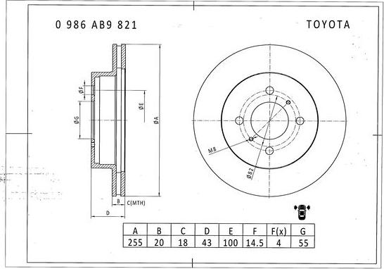 BOSCH 0 986 AB9 821 - Əyləc Diski furqanavto.az