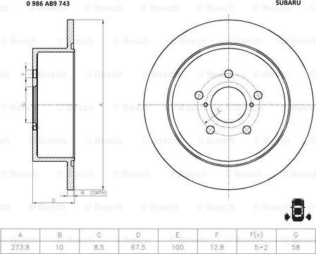 BOSCH 0 986 AB9 743 - Əyləc Diski furqanavto.az