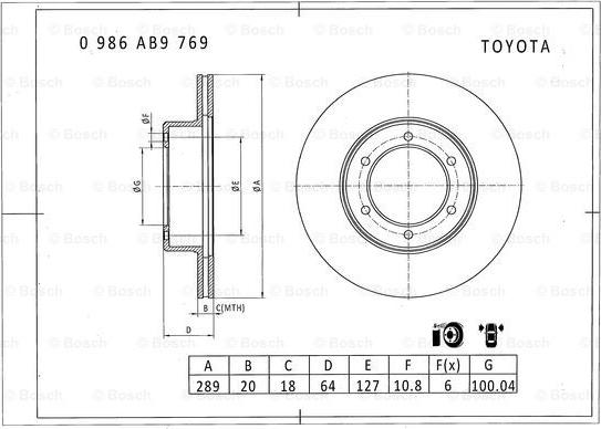 BOSCH 0 986 AB9 769 - Əyləc Diski furqanavto.az