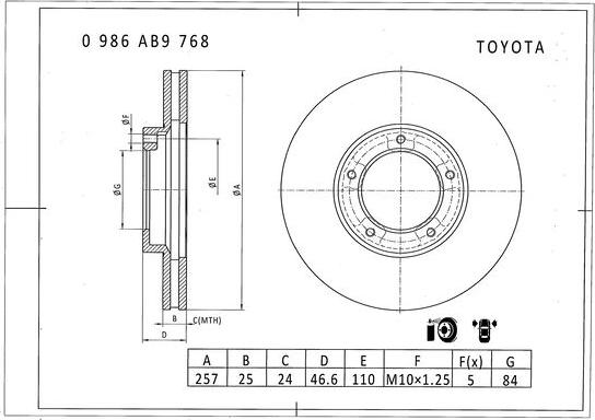 BOSCH 0 986 AB9 768 - Əyləc Diski furqanavto.az