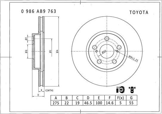 BOSCH 0 986 AB9 763 - Əyləc Diski furqanavto.az