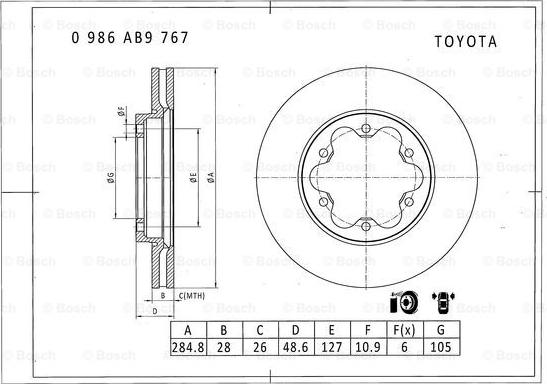 BOSCH 0 986 AB9 767 - Əyləc Diski furqanavto.az