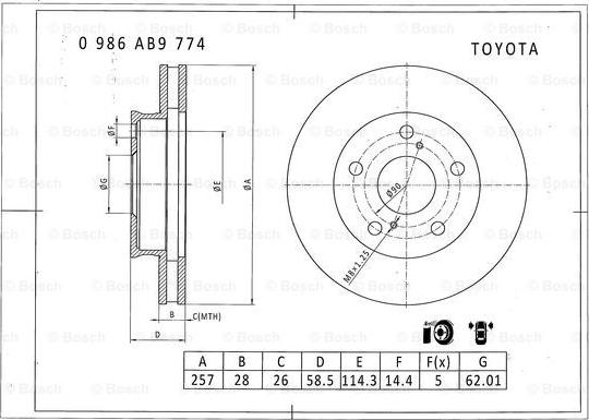 BOSCH 0 986 AB9 774 - Əyləc Diski furqanavto.az