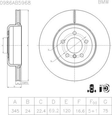 BOSCH 0 986 AB5 968 - Əyləc Diski furqanavto.az