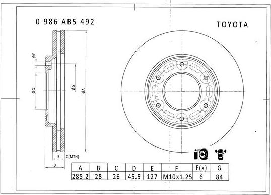 BOSCH 0 986 AB5 492 - Əyləc Diski furqanavto.az