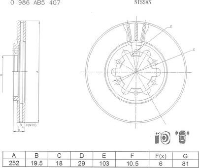 BOSCH 0 986 AB5 407 - Əyləc Diski furqanavto.az