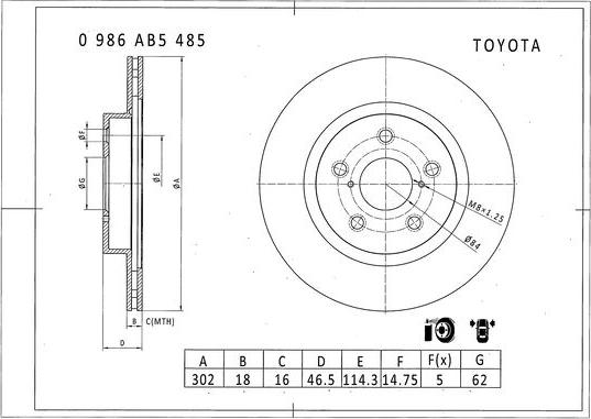 BOSCH 0 986 AB5 485 - Əyləc Diski furqanavto.az