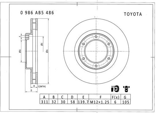 BOSCH 0 986 AB5 486 - Əyləc Diski furqanavto.az