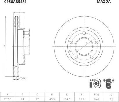 BOSCH 0 986 AB5 481 - Əyləc Diski furqanavto.az