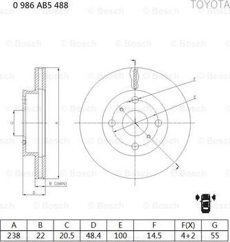 BOSCH 0 986 AB5 488 - Əyləc Diski furqanavto.az