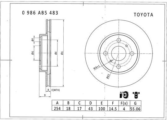 BOSCH 0 986 AB5 483 - Əyləc Diski furqanavto.az