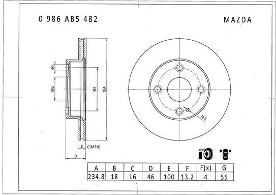 BOSCH 0 986 AB5 482 - Əyləc Diski furqanavto.az