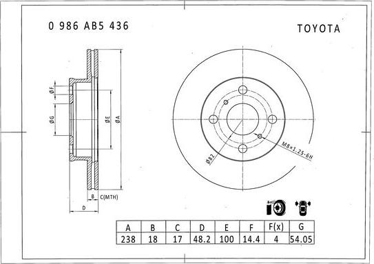 BOSCH 0 986 AB5 436 - Əyləc Diski furqanavto.az