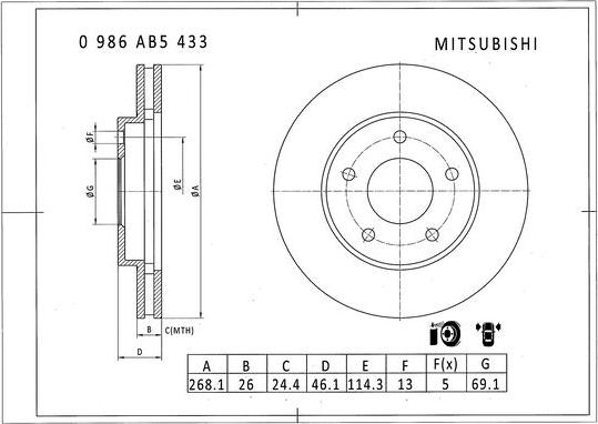 BOSCH 0 986 AB5 433 - Əyləc Diski furqanavto.az