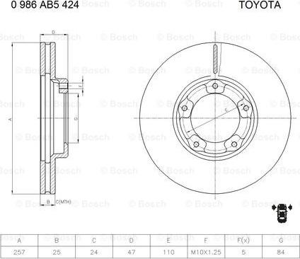 BOSCH 0 986 AB5 424 - Əyləc Diski furqanavto.az