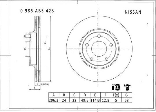 BOSCH 0 986 AB5 423 - Əyləc Diski furqanavto.az