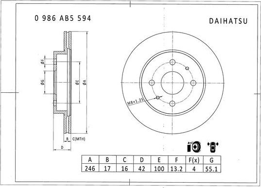 BOSCH 0 986 AB5 594 - Əyləc Diski furqanavto.az