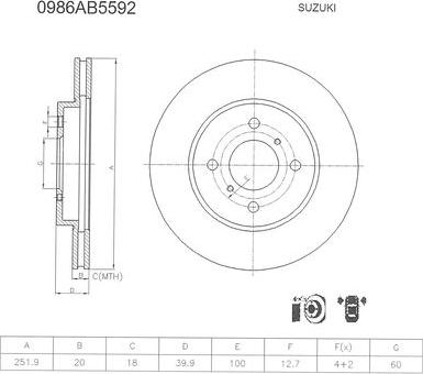 BOSCH 0 986 AB5 592 - Əyləc Diski furqanavto.az