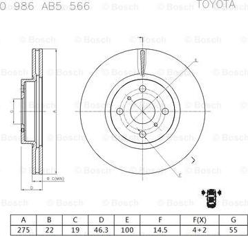 BOSCH 0 986 AB5 566 - Əyləc Diski furqanavto.az