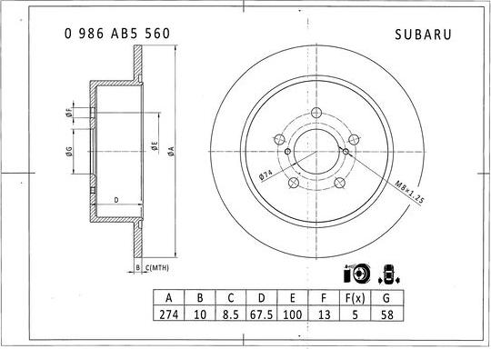 BOSCH 0 986 AB5 560 - Əyləc Diski furqanavto.az