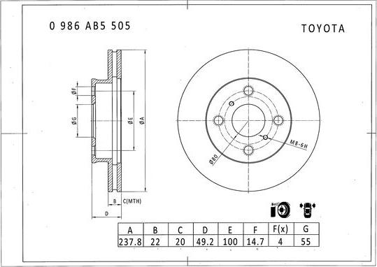 BOSCH 0 986 AB5 505 - Əyləc Diski furqanavto.az