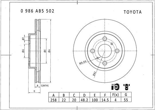 BOSCH 0 986 AB5 502 - Əyləc Diski furqanavto.az