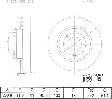 BOSCH 0 986 AB5 515 - Əyləc Diski furqanavto.az