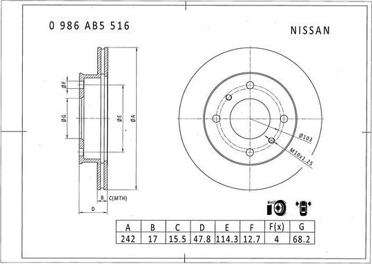 BOSCH 0 986 AB5 516 - Əyləc Diski furqanavto.az