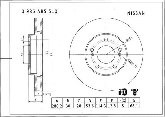 BOSCH 0 986 AB5 510 - Əyləc Diski furqanavto.az