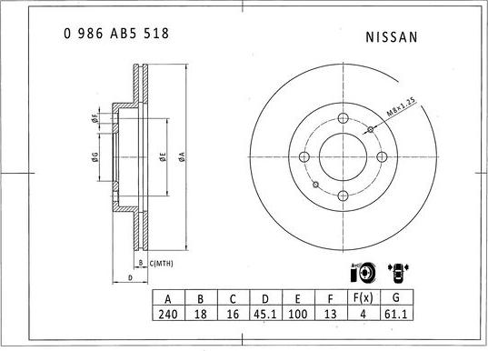 BOSCH 0 986 AB5 518 - Əyləc Diski furqanavto.az