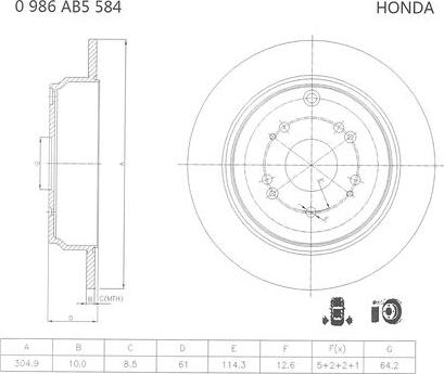 BOSCH 0 986 AB5 584 - Əyləc Diski furqanavto.az