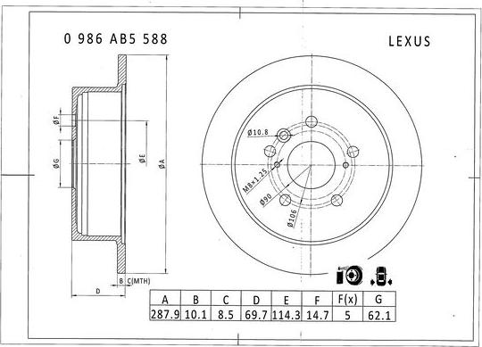 BOSCH 0 986 AB5 588 - Əyləc Diski furqanavto.az