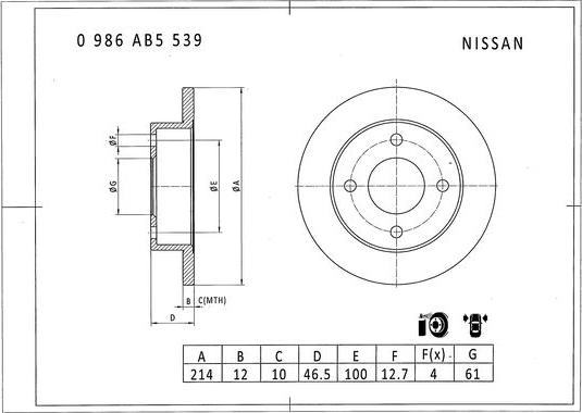 BOSCH 0 986 AB5 539 - Əyləc Diski furqanavto.az