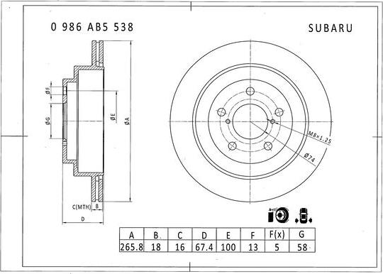 BOSCH 0 986 AB5 538 - Əyləc Diski furqanavto.az