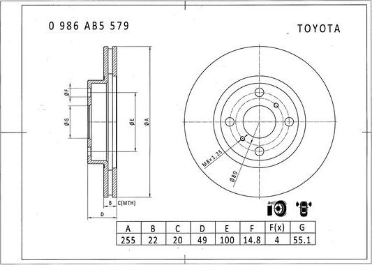 BOSCH 0 986 AB5 579 - Əyləc Diski furqanavto.az