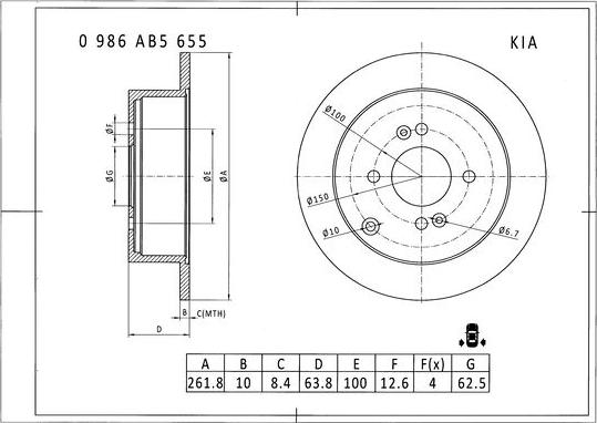 BOSCH 0 986 AB5 655 - Əyləc Diski furqanavto.az