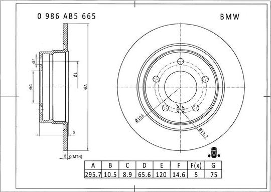 BOSCH 0 986 AB5 665 - Əyləc Diski furqanavto.az