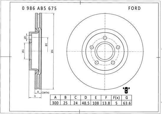 BOSCH 0 986 AB5 675 - Əyləc Diski furqanavto.az