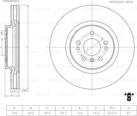 BOSCH 0 986 AB5 822 - Əyləc Diski furqanavto.az