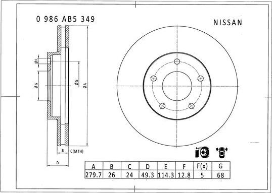 BOSCH 0 986 AB5 349 - Əyləc Diski furqanavto.az