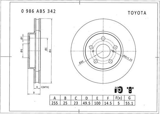 BOSCH 0 986 AB5 342 - Əyləc Diski furqanavto.az